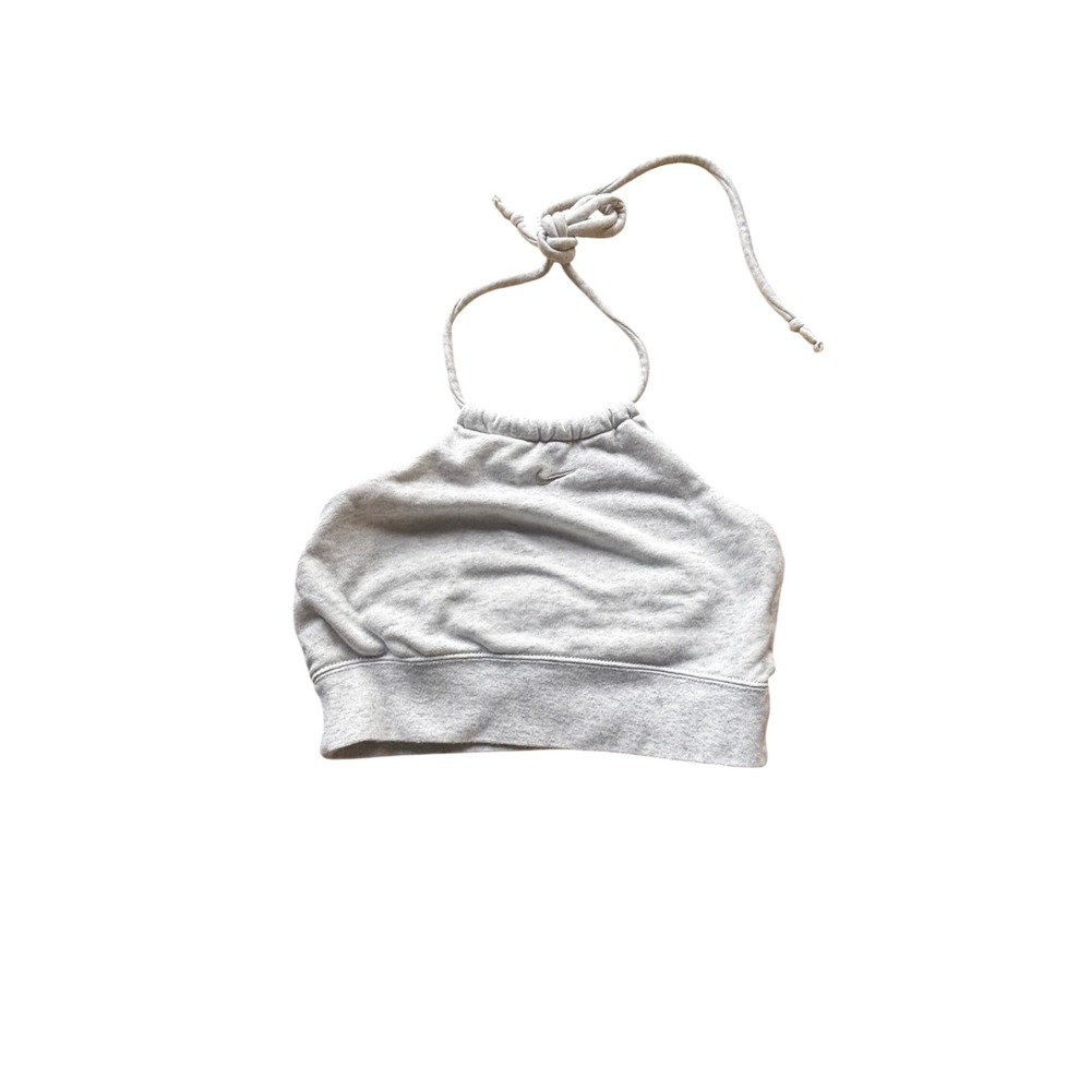 Nike Halter Top Grey Sleeveless Cropped Athletic Activewear Womens